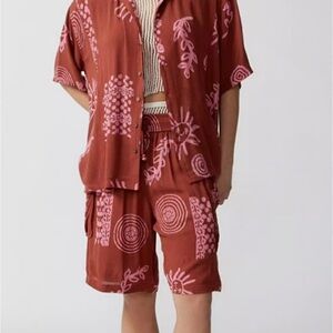 Urban Outfitters Out From Under Shirt & Shorts Set with Pink Sun Pattern Size L